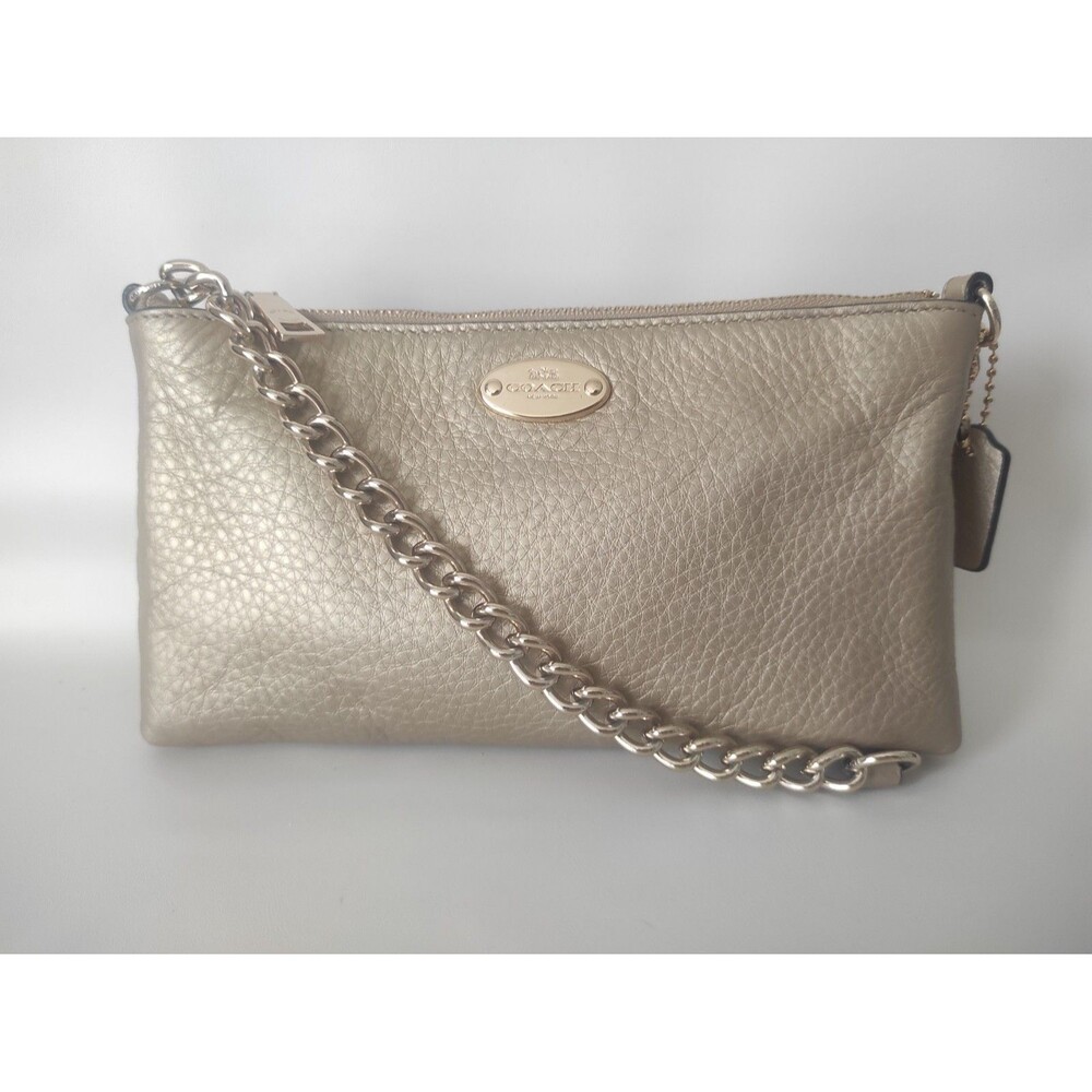 COACH Coach Shoulder Bag Pebbled Leather Quinn Crossbody F52709 Gold 9" 5"